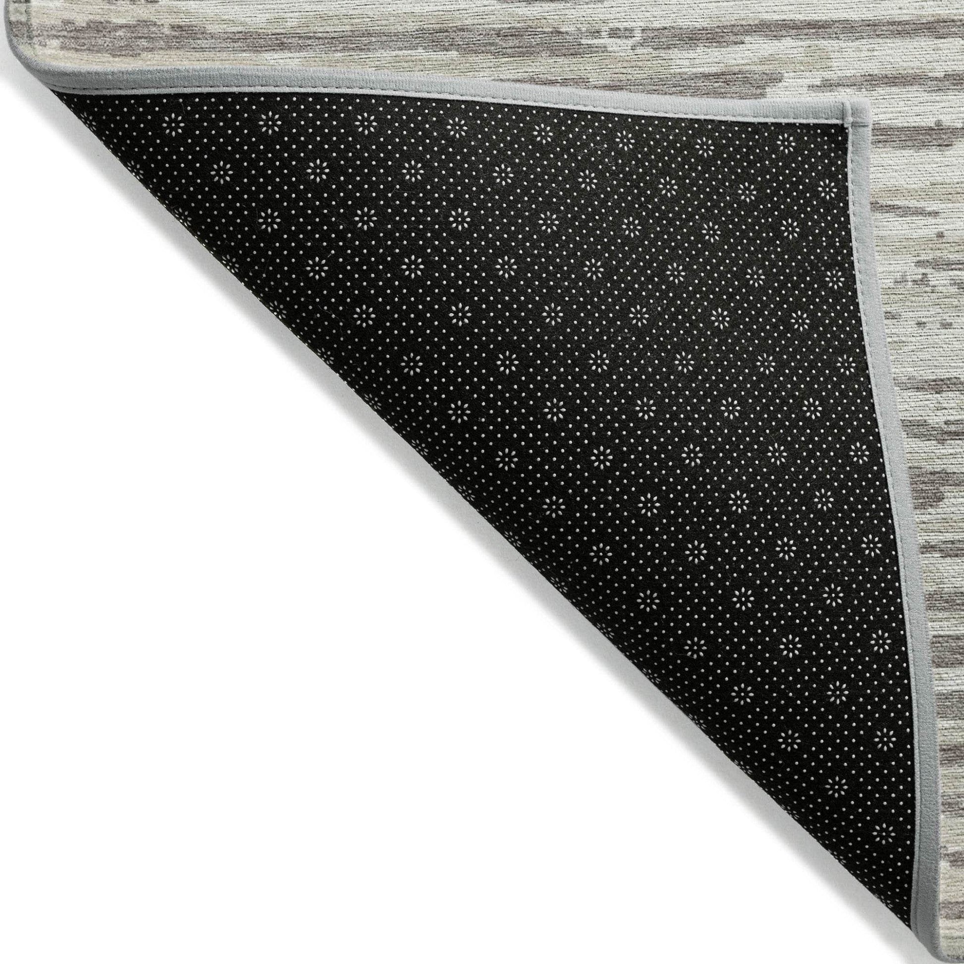 3' X 5' Taupe And Ivory Striped Washable Indoor Outdoor Area Rug - Loft&Timber