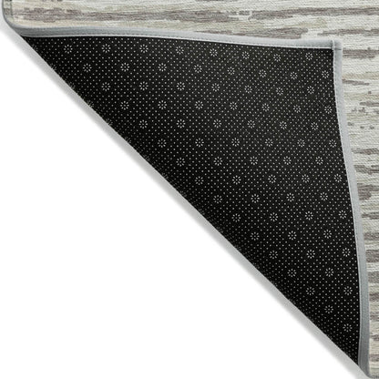 3' X 5' Taupe And Ivory Striped Washable Indoor Outdoor Area Rug - Loft&Timber