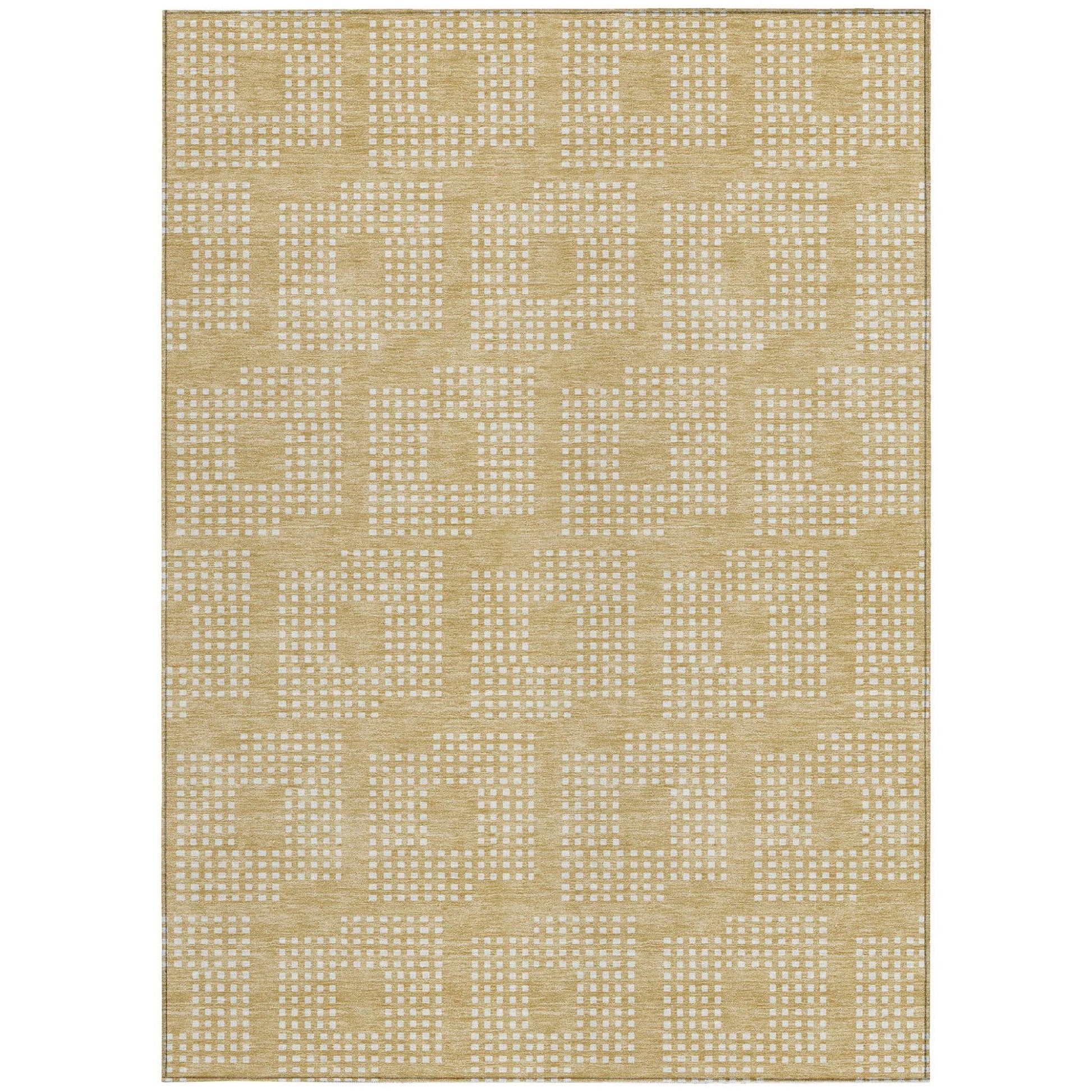 3' X 5' Gold And Ivory Geometric Washable Indoor Outdoor Area Rug - Loft&Timber