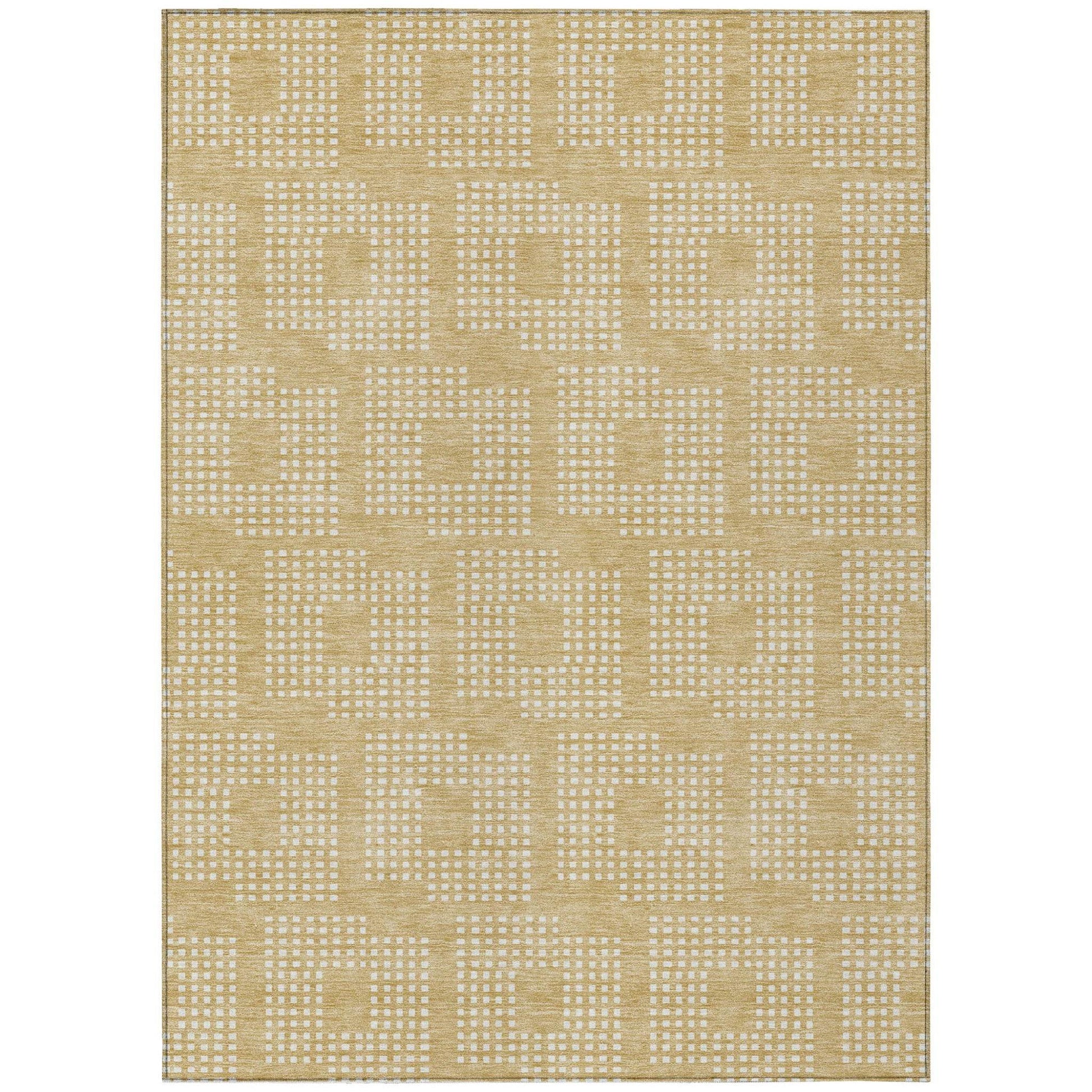 3' X 5' Gold And Ivory Geometric Washable Indoor Outdoor Area Rug - Loft&Timber
