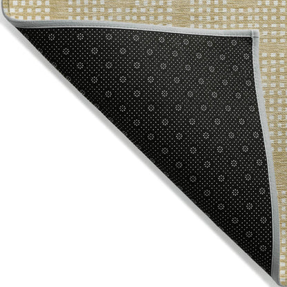 3' X 5' Gold And Ivory Geometric Washable Indoor Outdoor Area Rug - Loft&Timber