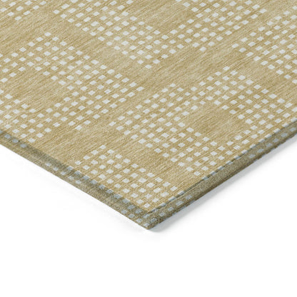 3' X 5' Gold And Ivory Geometric Washable Indoor Outdoor Area Rug - Loft&Timber