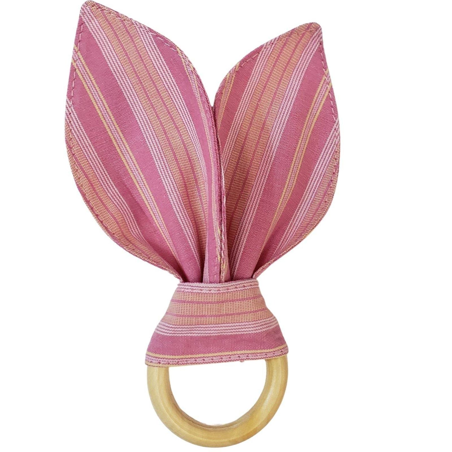 Maison Charlo | Easter Set of 4 Pink Stripe Bunny Ears Napkin Rings | Dining Table Decor - Loft&Timber