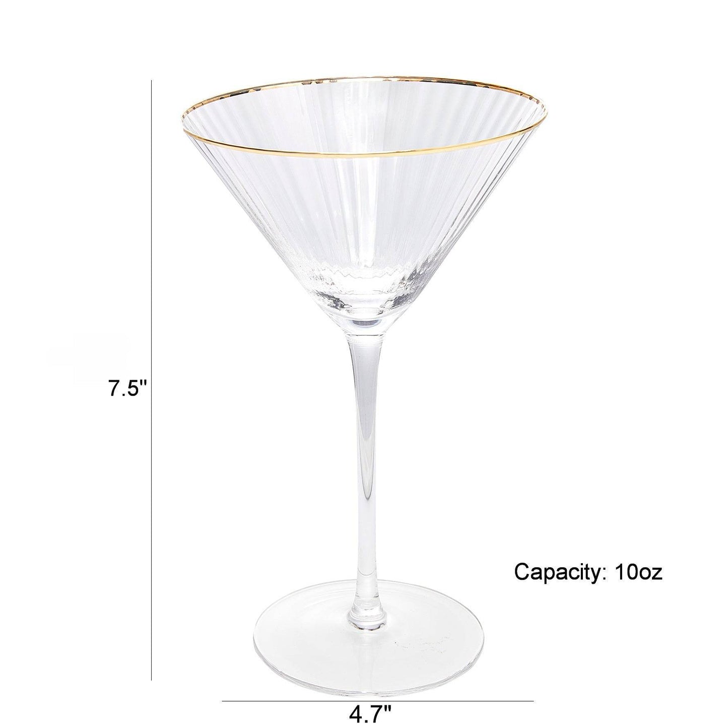 The Wine Savant Gold Rim Glasses 10 oz, Set of 4 Gold Rim Classic Manhattan Glasses For Martini, Cocktails, Champagne, Water & Wine - Classic Coupes Gilded Rimed, Crystal with Stems, Coupe - Loft&Timber