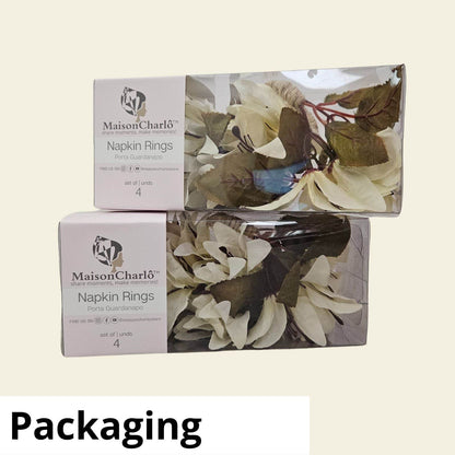 Maison Charlo Set of 4 Off White Lilies Charm Flower Napkin Rings - Loft&Timber