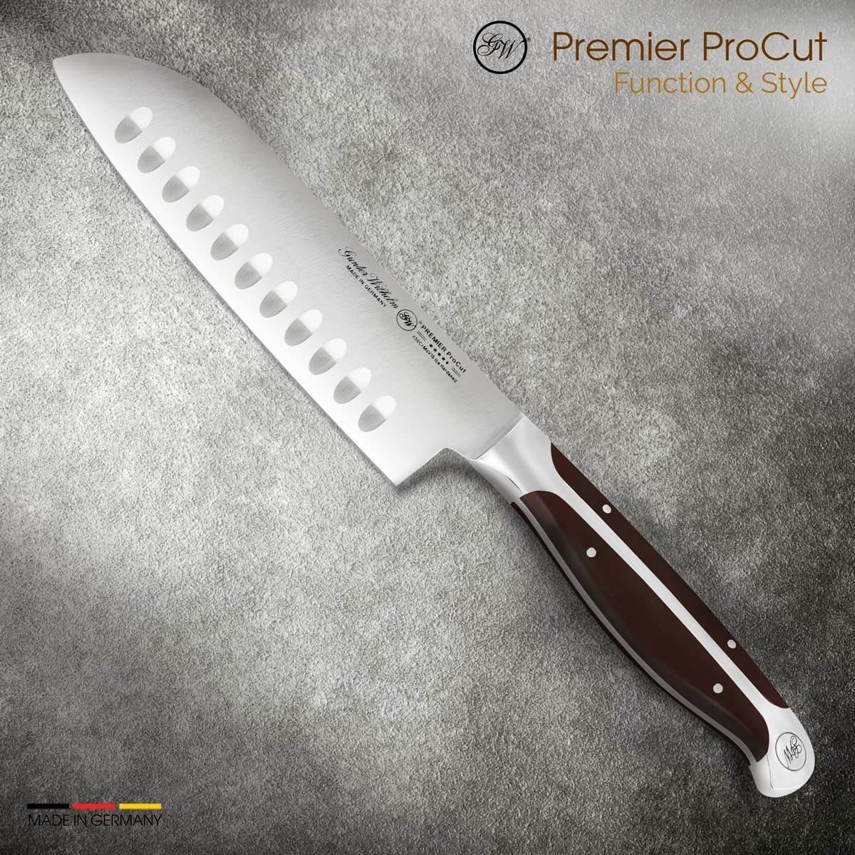 Gunter Wilhelm Premier Santoku Knife, 5 Inch | Dark Brown ABS Handle SKU: 30-317-0405 - Loft&Timber