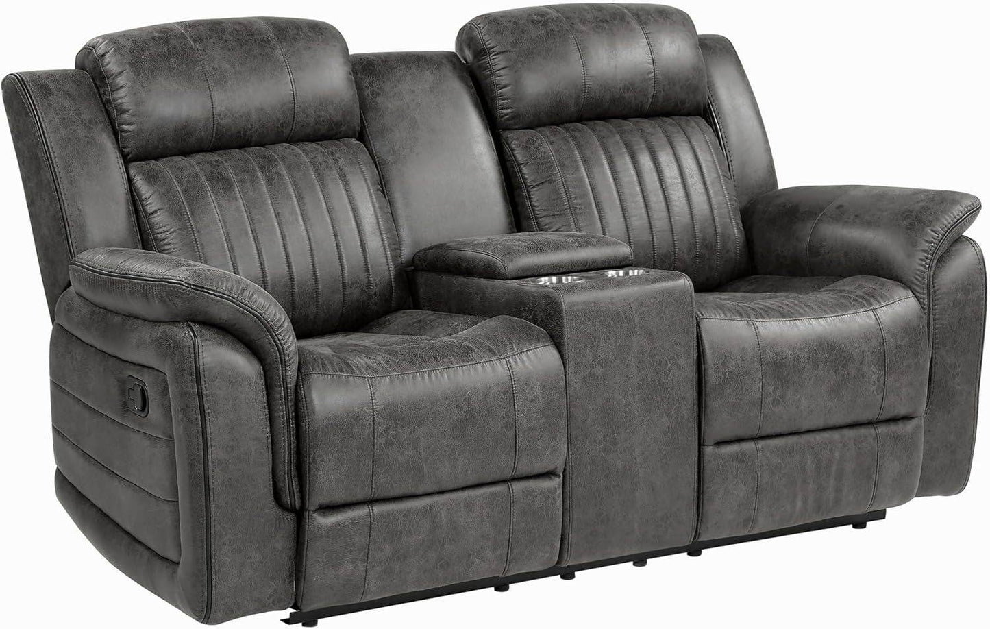 Brownish Gray Microfiber Recliner Set Sofa, Loveseat, Chair - Loft&Timber