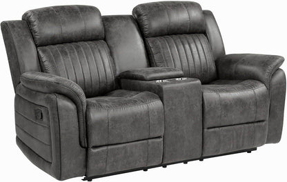 Brownish Gray Microfiber Recliner Set Sofa, Loveseat, Chair - Loft&Timber