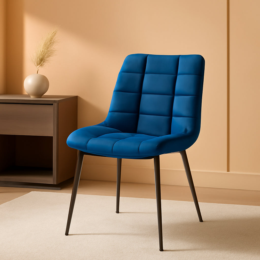 Blue Tufted Dining Chairs Set Of 2 Kitchen And Living Room-0