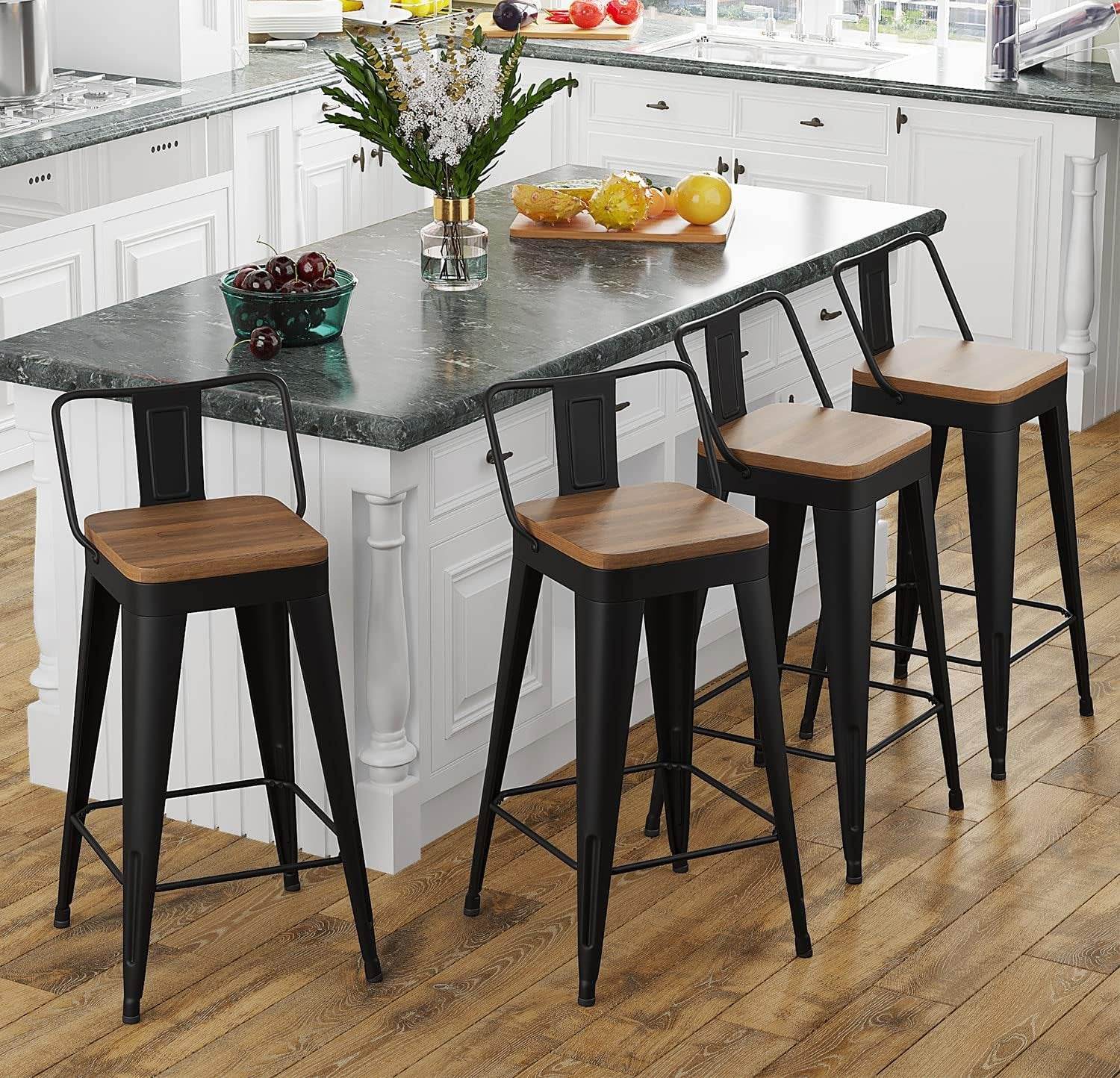 Modern Stackable Metal Bar Stools Set of Four - Loft&Timber
