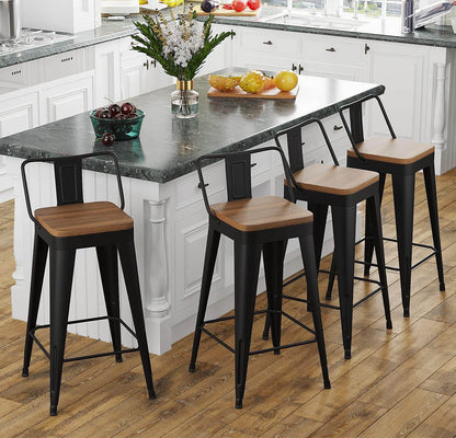 Modern Stackable Metal Bar Stools Set of Four - Loft&Timber