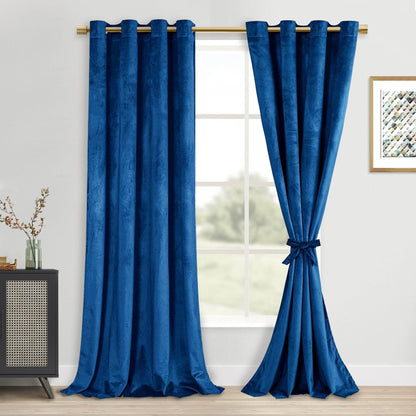 DWCN Velvet Blackout Curtains with Tiebacks, Set of 2 Panels - Loft&Timber