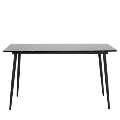 Rectangular table with arc MDF Black tabletop splicing PVC marble surface 140*76*76cm - Loft&Timber