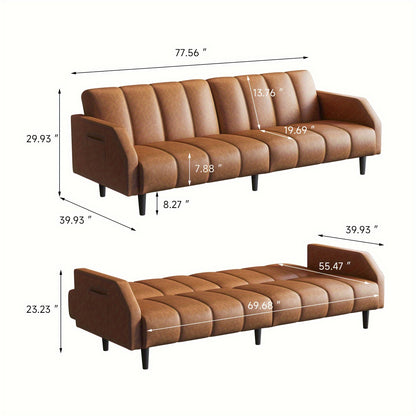 Leather Loveseat Sofa Bed 78 " Futon - Loft&Timber
