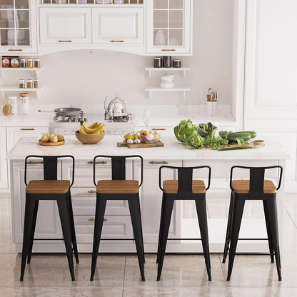 Modern Stackable Metal Bar Stools Set of Four - Loft&Timber
