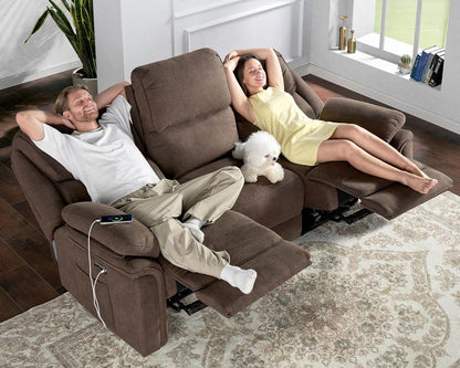 Power Recliner Sofa, Brown Chenille - Loft&Timber