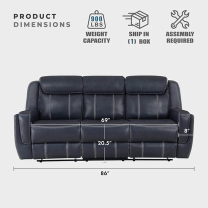 Recliner Living Room Set,Double Recliner Sofa and Loveseat, 2-Piece Set, Blue - Loft&Timber