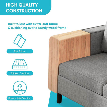 6 Seaters Sectional Upholstered Sofa, Linen Fabric Sofa Couch with Side Pockets, Free Combination Sofa Set with Movable Storage Ottoman, for Living Room-Sofa&Loveseat&Chair&Ottoman,Light Grey - Loft&Timber