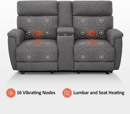 Power Loveseat Recliner Massage, Heat, Headrest, USB-C - Loft&Timber