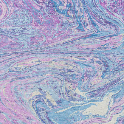 8' X 10' Sky Blue Lavender And Ivory Abstract Washable Indoor Outdoor Area Rug - Loft&Timber