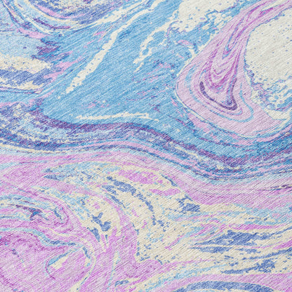 8' X 10' Sky Blue Lavender And Ivory Abstract Washable Indoor Outdoor Area Rug - Loft&Timber