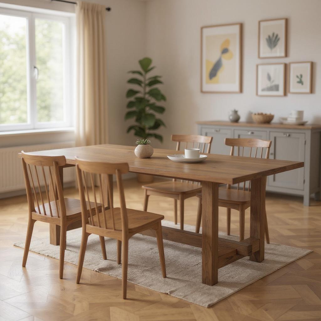 84" Brown Solid Wood Trestle Base Dining Table - Loft&Timber