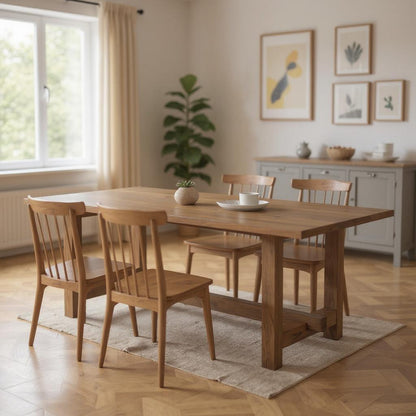 84" Brown Solid Wood Trestle Base Dining Table - Loft&Timber