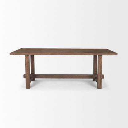 84" Brown Solid Wood Trestle Base Dining Table - Loft&Timber
