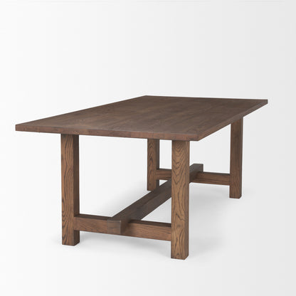 84" Brown Solid Wood Trestle Base Dining Table - Loft&Timber