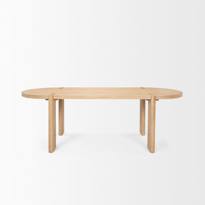 91" Light Brown Wood Oval Dining Table - Loft&Timber
