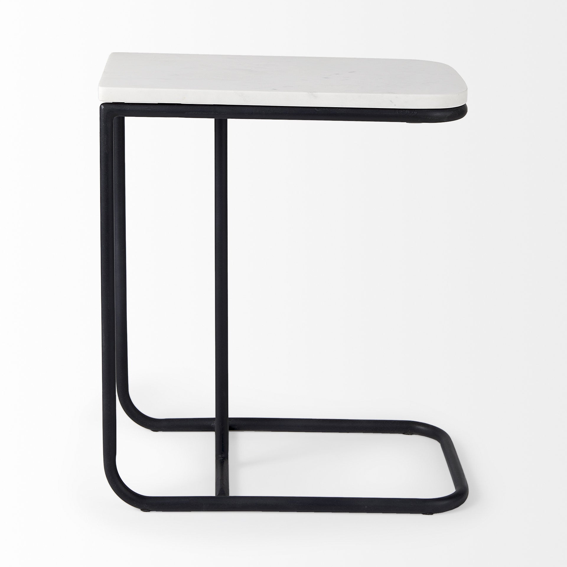23" Black And White Marble and Metal C Table End Table - Loft&Timber