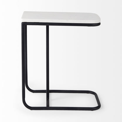 23" Black And White Marble and Metal C Table End Table - Loft&Timber