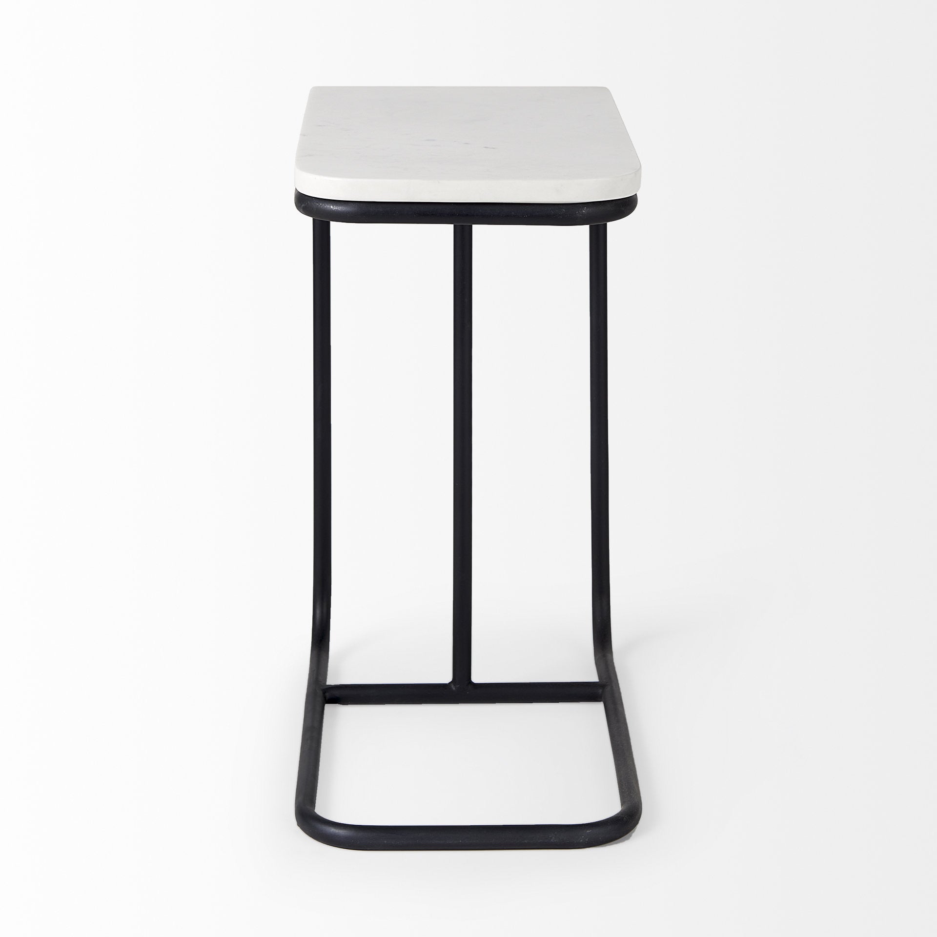 23" Black And White Marble and Metal C Table End Table - Loft&Timber