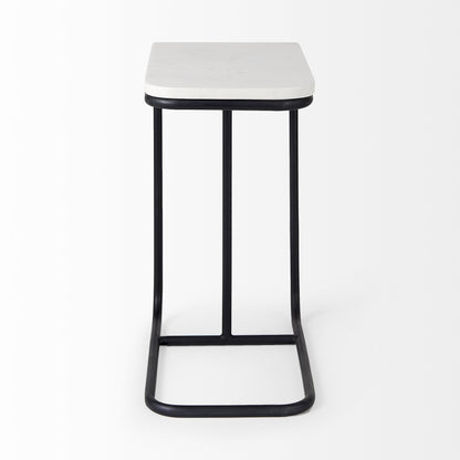 23" Black And White Marble and Metal C Table End Table - Loft&Timber