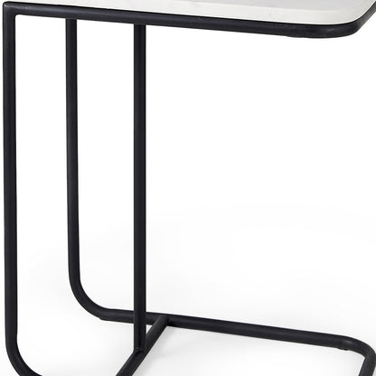 23" Black And White Marble and Metal C Table End Table - Loft&Timber