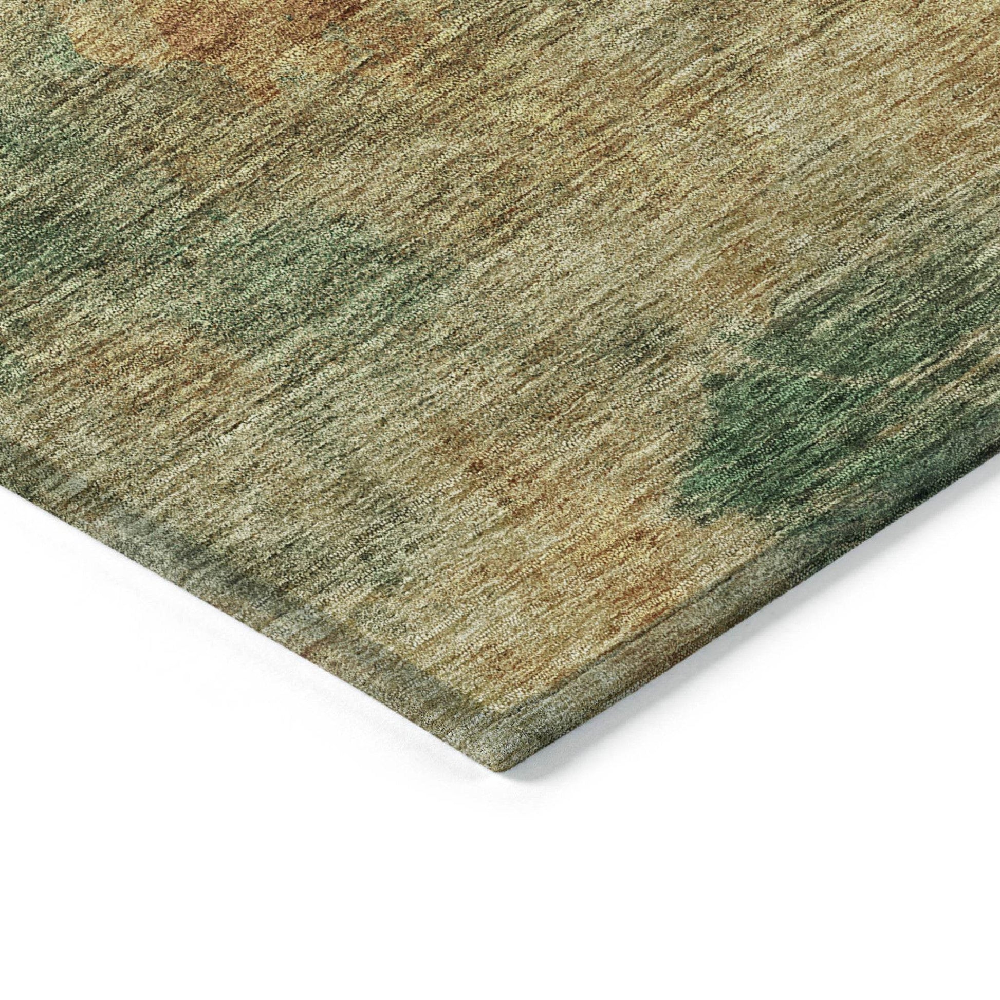 3' X 5' Terra Cotta Copper And Green Abstract Washable Indoor Outdoor Area Rug - Loft&Timber