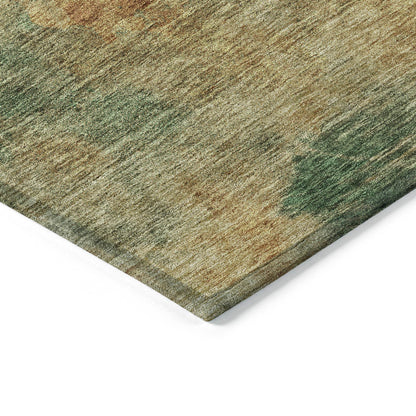 3' X 5' Terra Cotta Copper And Green Abstract Washable Indoor Outdoor Area Rug - Loft&Timber