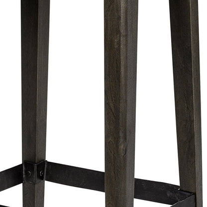30" Black Iron and Solid Wood Backless Bar Height Bar Chair - Loft&Timber