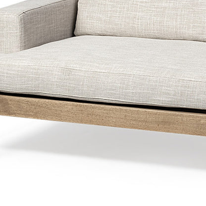 95" Beige Fabric Sofa With Black Legs-2