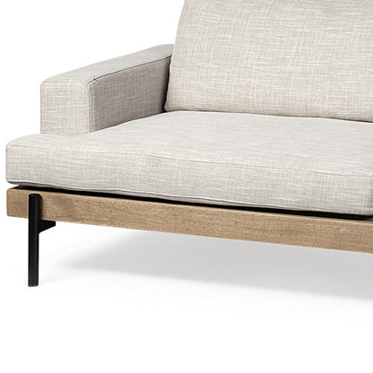 95" Beige Fabric Sofa With Black Legs-3