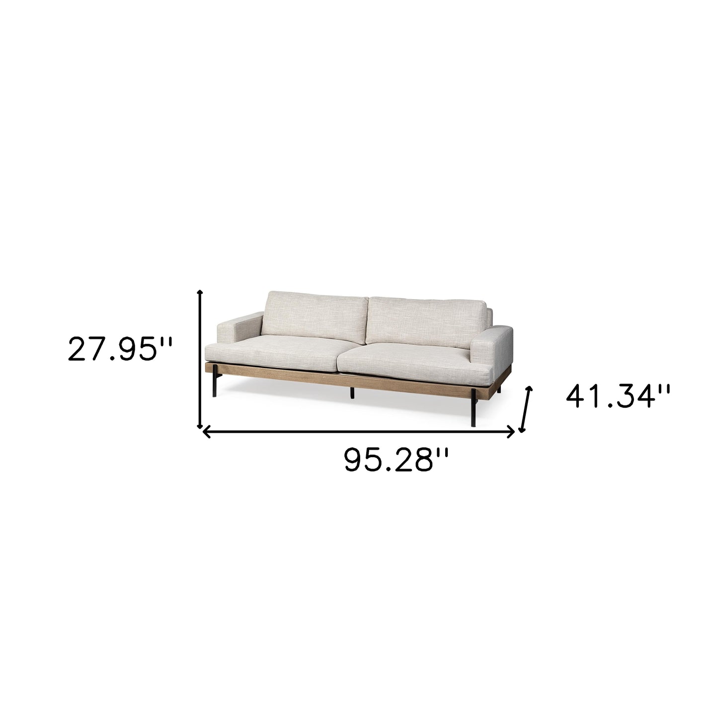 95" Beige Fabric Sofa With Black Legs-4