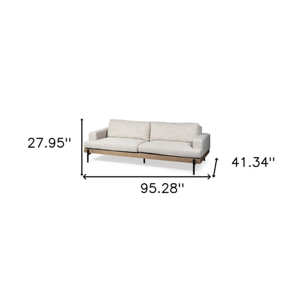 95" Beige Fabric Sofa With Black Legs-4