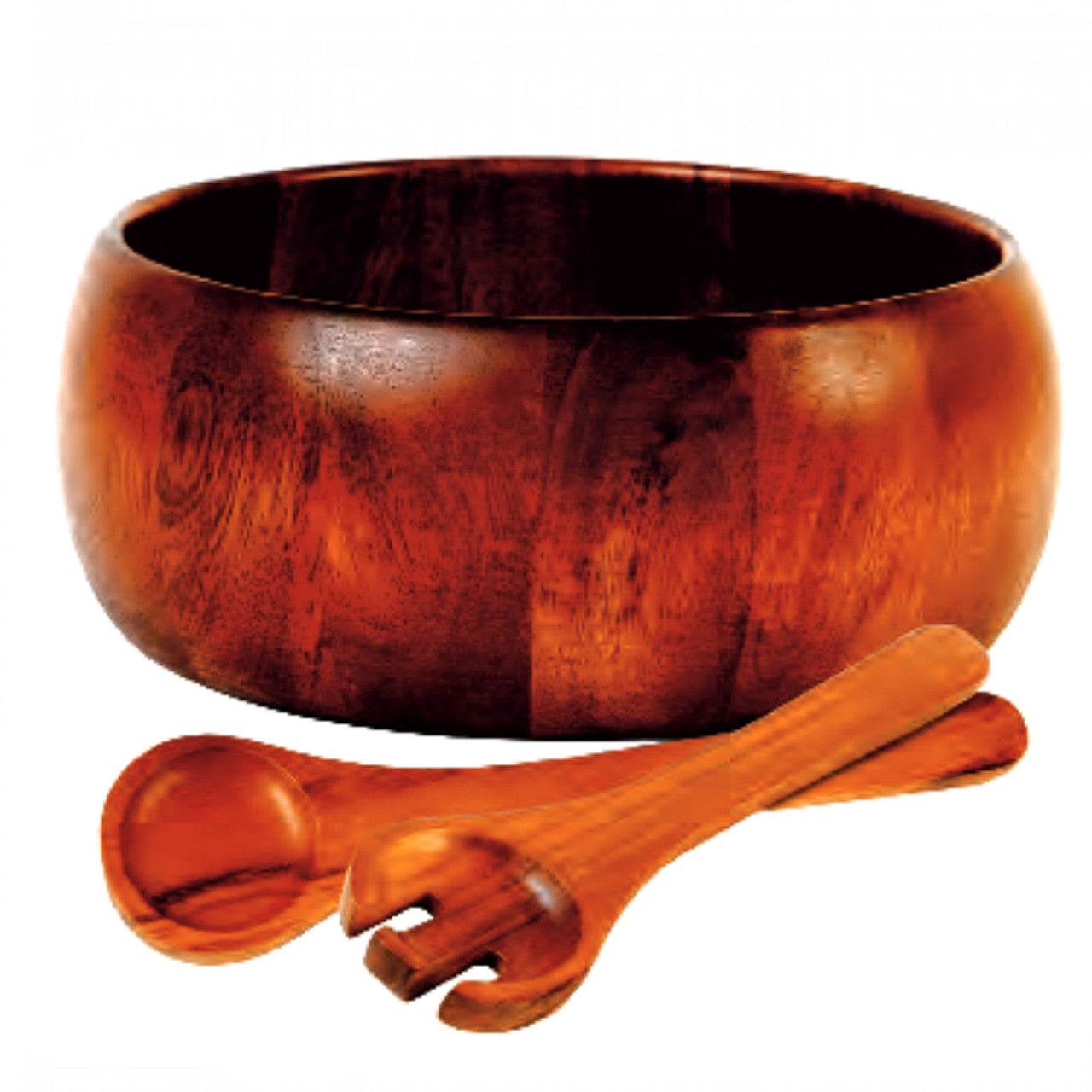 Gibson Home Laroda 3-Piece Salad Bowl Set, Brown Wood - Loft&Timber