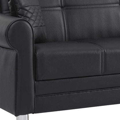 89" Black Faux Leather Convertible Futon Sleeper Sofa And Toss Pillows With Storage - Loft&Timber