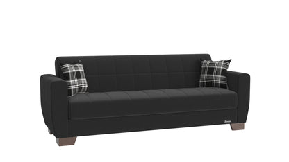 84" Black Chenille Convertible Futon Sleeper Sofa And Toss Pillows With Storage - Loft&Timber