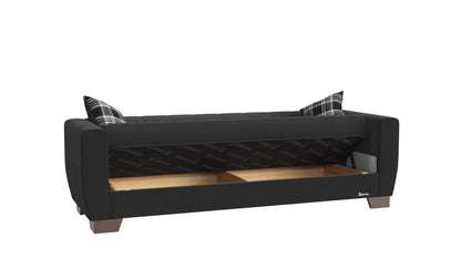 84" Black Chenille Convertible Futon Sleeper Sofa And Toss Pillows With Storage - Loft&Timber