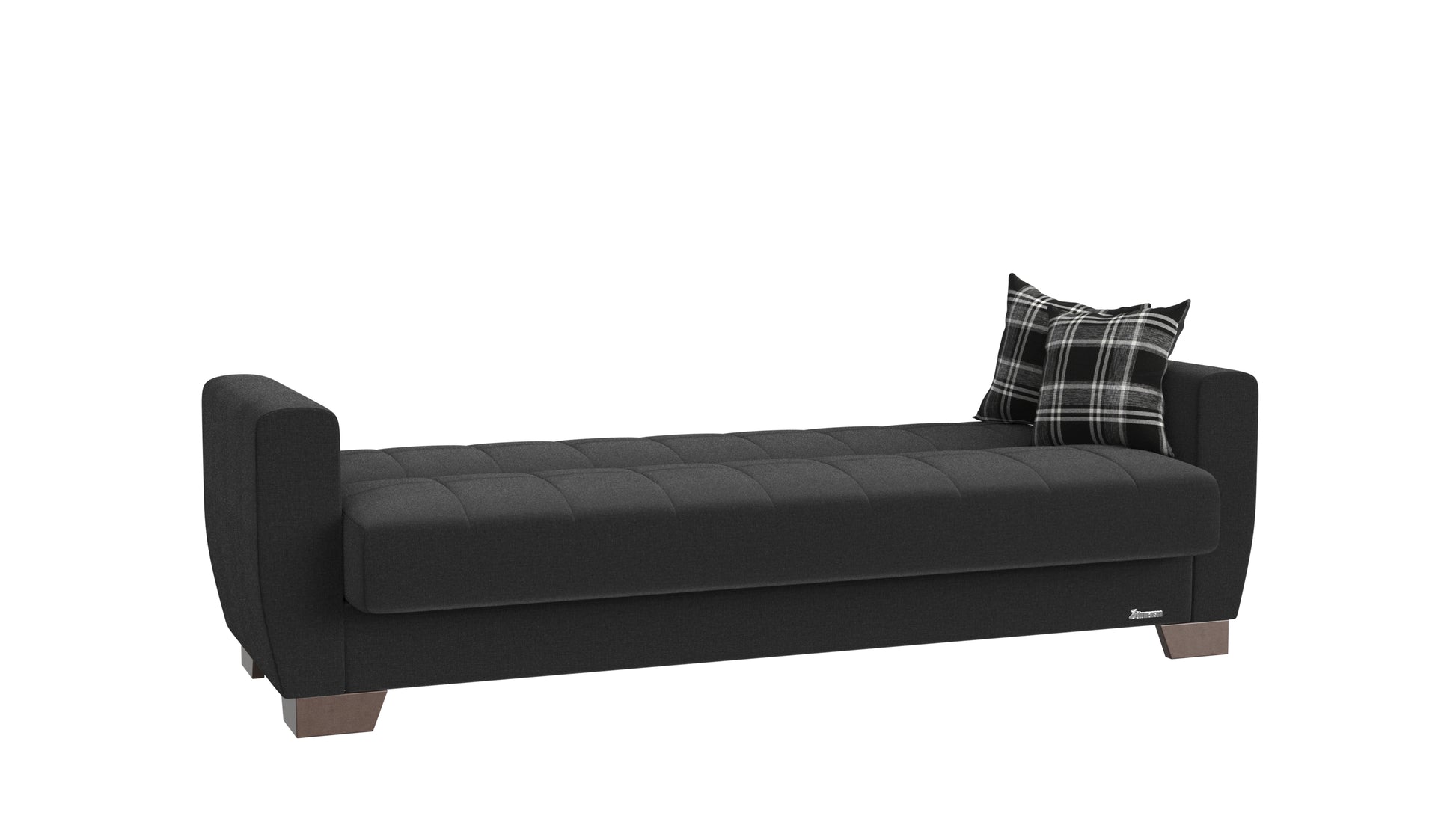 84" Black Chenille Convertible Futon Sleeper Sofa And Toss Pillows With Storage - Loft&Timber