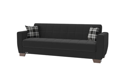 84" Black Chenille Convertible Futon Sleeper Sofa And Toss Pillows With Storage - Loft&Timber