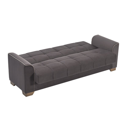 90" Brown Chenille Sleeper Sofa And Toss Pillows-3