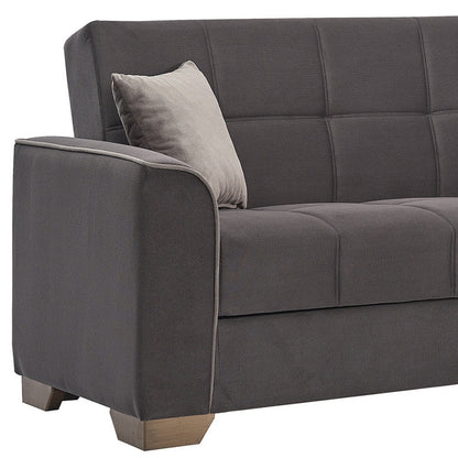 90" Brown Chenille Sleeper Sofa And Toss Pillows-5